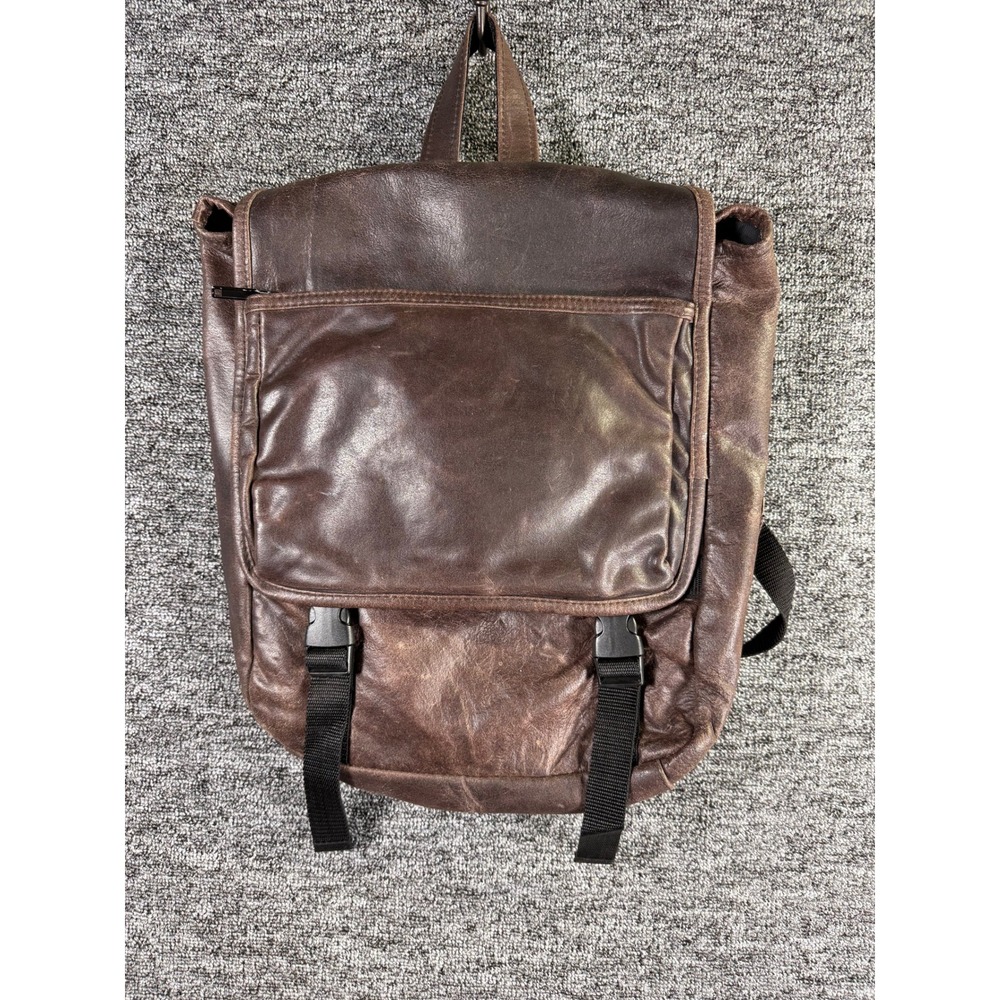 Wilsons Leather Backpack Dark Brown Rucksack Buckle Flap Laptop Bag Mens Womens